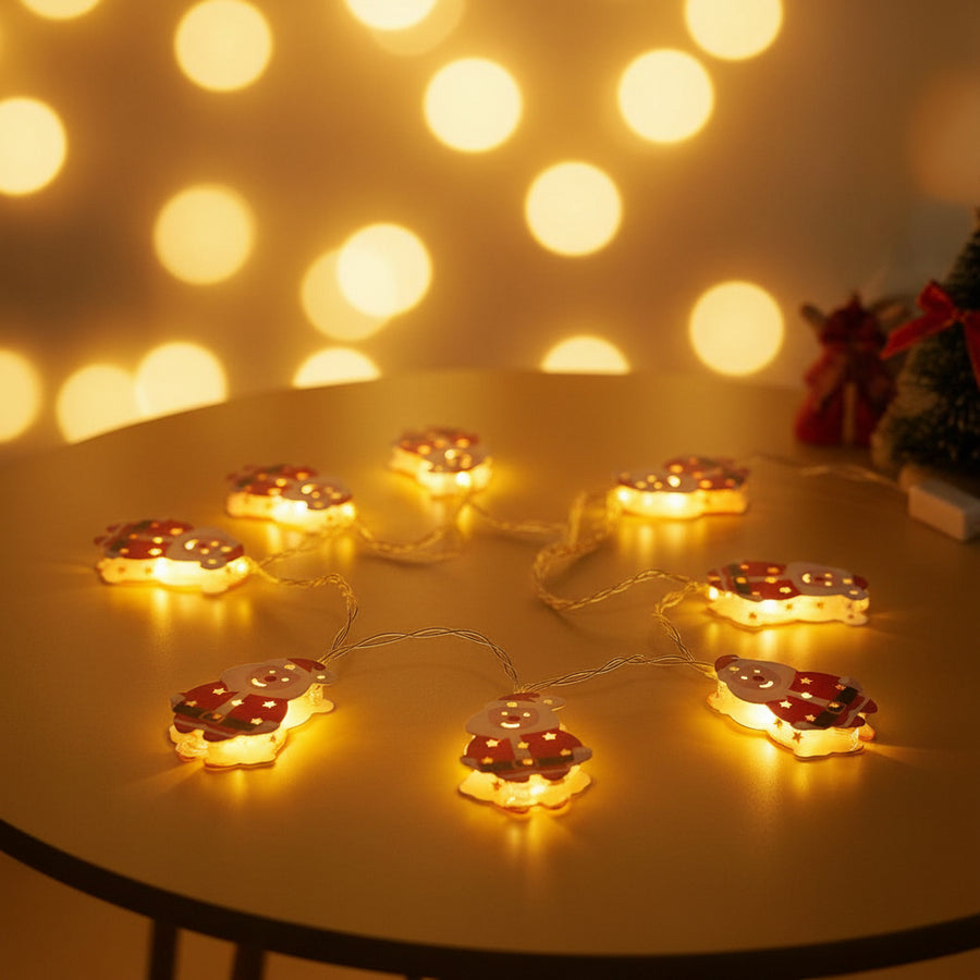 Coral Tree Santa LED String Lights – 10 Warm Fairy Lights, 155 cm Christmas Decoration for Home