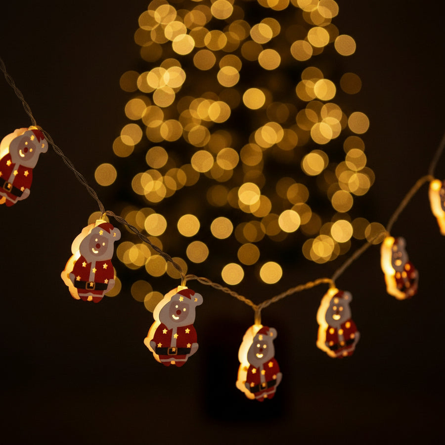 Coral Tree Santa LED String Lights – 10 Warm Fairy Lights, 155 cm Christmas Decoration for Home