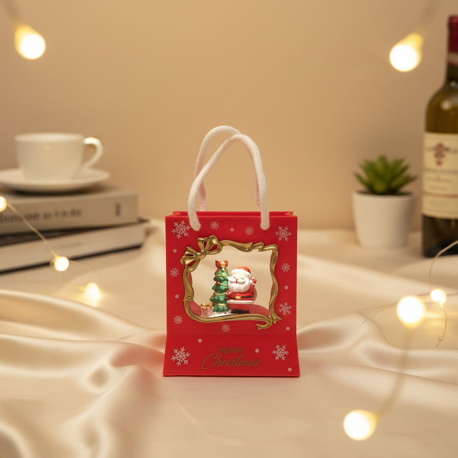 Coral Tree Santa Christmas Gift-Bag LED Light with Music | Festive Table Decor | Battery Operated