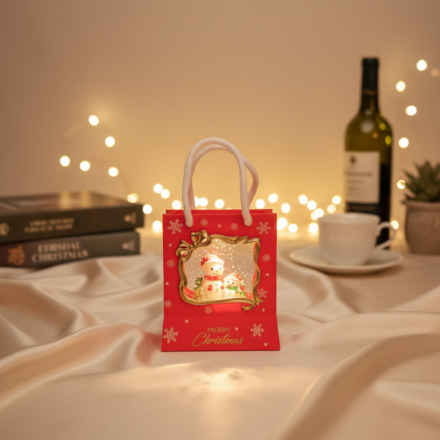 Coral Tree Santa Christmas Gift-Bag LED Light with Music | Festive Table Decor | Battery Operated