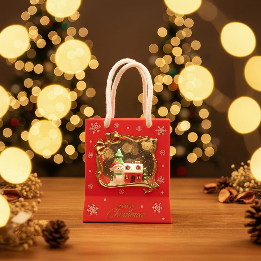Coral Tree Santa Christmas Gift-Bag LED Light with Music | Festive Table Decor | Battery Operated
