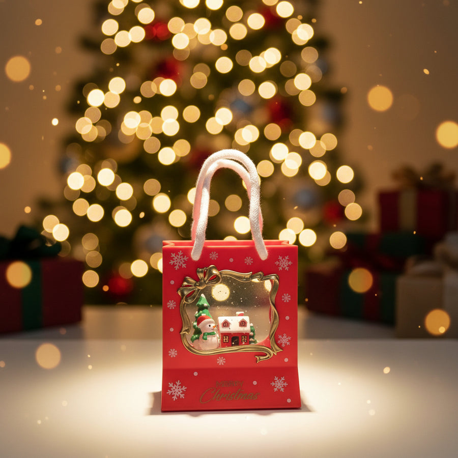 Coral Tree Santa Christmas Gift-Bag LED Light with Music | Festive Table Decor | Battery Operated
