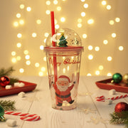 Christmas Santa Glitter Tumbler with Dome Lid & Straw – 20.5 cm