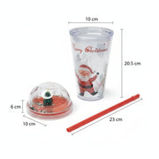 Christmas Santa Glitter Tumbler with Dome Lid & Straw – 20.5 cm