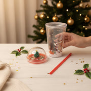 Christmas Santa Glitter Tumbler with Dome Lid & Straw – 20.5 cm