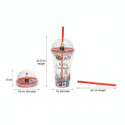 Christmas Santa Glitter Tumbler with Dome Lid & Straw – 20.5 cm