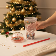 Christmas Santa Glitter Tumbler with Dome Lid & Straw – 20.5 cm