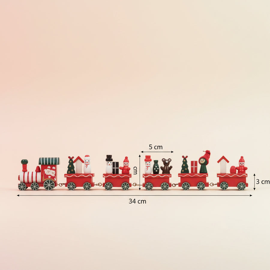 Premium Wooden Christmas Decorative Train — 5-Box Festive Ornament Set