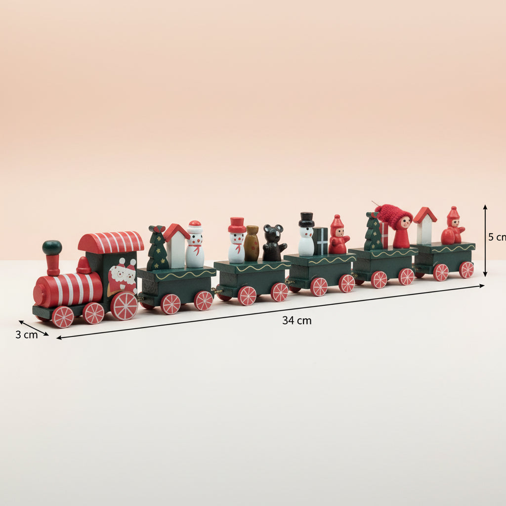 Premium Wooden Christmas Decorative Train — 5-Box Festive Ornament