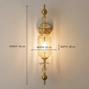 Luxury Amber Glass Integrated LED Wall Light with Crystal Accents – Antique Brass Finish