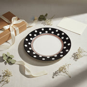 Premium Ceramic Polka Dot Dinner Plate – 26 cm Flat Serving Plate