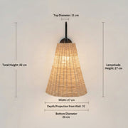 Handwoven Rattan Wall Light with Matte Black Arm – Warm Ambient Sconce