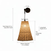 Handwoven Conical Rattan Wall Light – Adjustable Hanging Wall Lamp | Natural Beige Shade