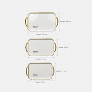 set of 3 off- White & Gold Rectangular Serving Tray