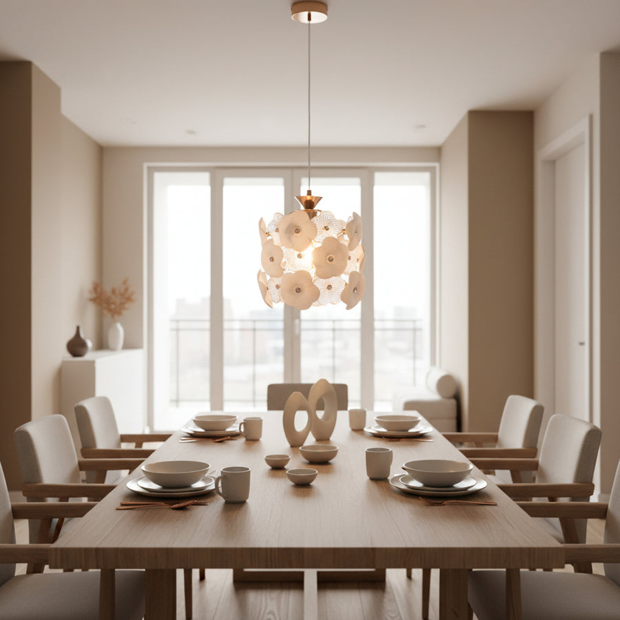 Luxury Floral Glass Pendant Light – Gold Finish Hanging Ceiling Lamp