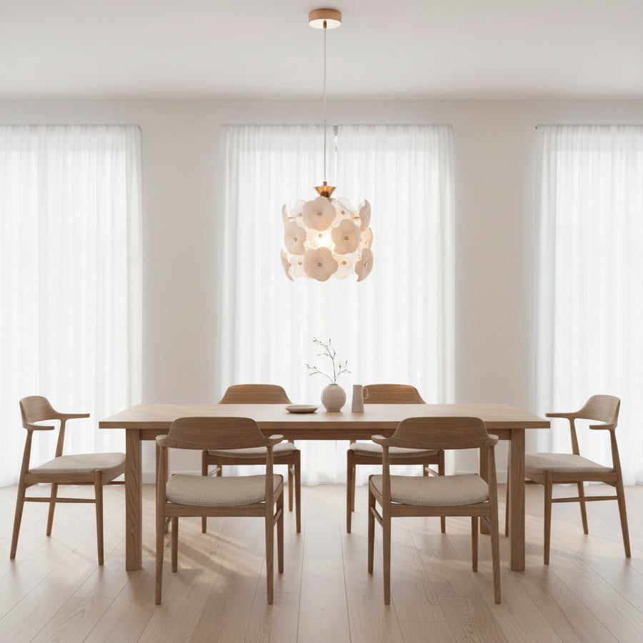 Luxury Floral Glass Pendant Light – Gold Finish Hanging Ceiling Lamp