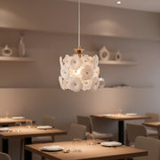 Luxury Floral Glass Pendant Light – Gold Finish Hanging Ceiling Lamp