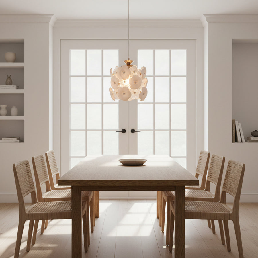 Luxury Floral Glass Pendant Light – Gold Finish Hanging Ceiling Lamp