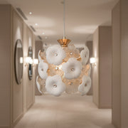 Luxury Floral Glass Pendant Light – Gold Finish Hanging Ceiling Lamp