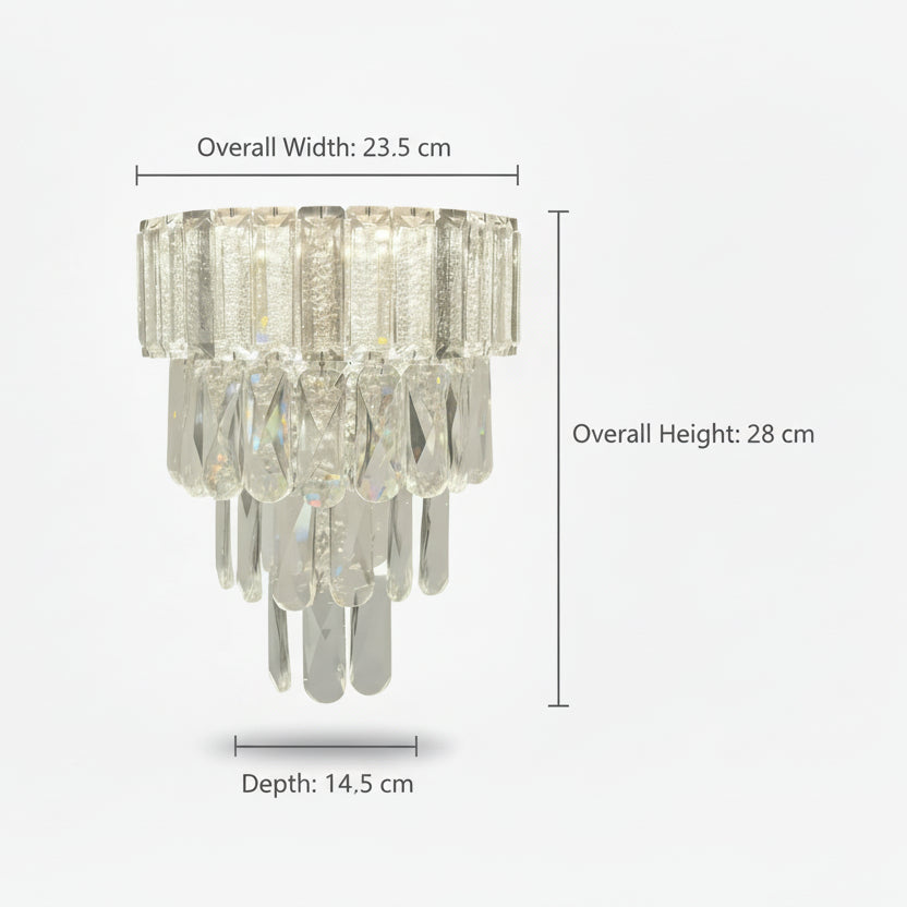 Luxury Crystal Wall Sconce with Built-in LED | Decorative Glass Drop Wall Light
