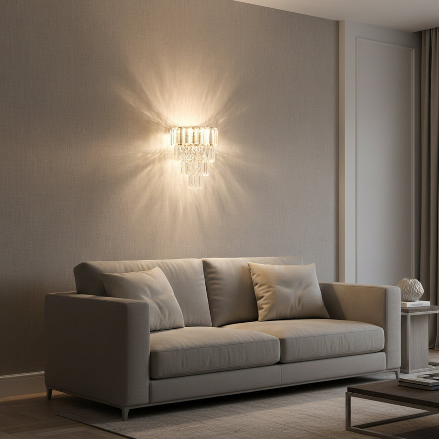 Luxury Crystal Wall Sconce with Built-in LED | Decorative Glass Drop Wall Light