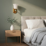 Brass Wall Light with Frosted Glass Shade | Modern Heritage Wall Sconce with Mint Accent