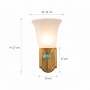 Brass Wall Light with Frosted Glass Shade | Modern Heritage Wall Sconce with Mint Accent