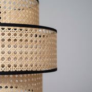 Handwoven Cane Double-Layer Pendant Light | 40 cm Rattan Ceiling Lamp | E27 Holder