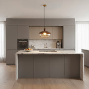 Metal & Ribbed Glass Pendant Light | 32 cm Modern Hanging Ceiling Lamp with Adjustable 80 cm Height