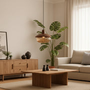 Metal & Ribbed Glass Pendant Light | 32 cm Modern Hanging Ceiling Lamp with Adjustable 80 cm Height