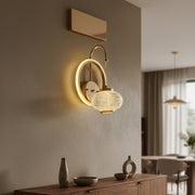 Modern LED Ring Wall Light with Crystal Globe | Warm White | Premium Gold Finish