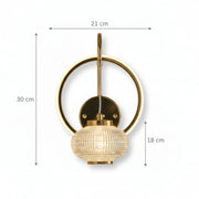 Modern LED Ring Wall Light with Crystal Globe | Warm White | Premium Gold Finish