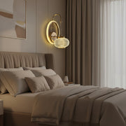 Modern LED Ring Wall Light with Crystal Globe | Warm White | Premium Gold Finish