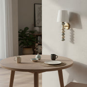 Ceramic Bead Wall Light | 43 cm Decorative Wall Sconce with Fabric Shade | Antique Brass Finish | E27 Holder