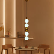 Modern Globe Pendant Light | 5-Ball Frosted Glass Hanging Lamp | Brass Finish | 3-Color LED