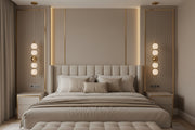 Modern Globe Pendant Light | 5-Ball Frosted Glass Hanging Lamp | Brass Finish | 3-Color LED