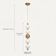 Modern Globe Pendant Light | 5-Ball Frosted Glass Hanging Lamp | Brass Finish | 3-Color LED