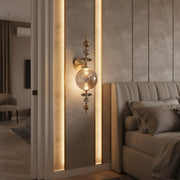 Modern Crystal Wall Light | Smoked Glass LED Sconce | Brass Finish | 3-Color LED Decorative Light