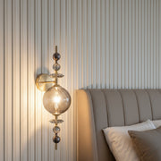 Modern Crystal Wall Light | Smoked Glass LED Sconce | Brass Finish | 3-Color LED Decorative Light