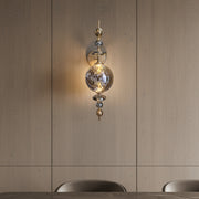 Modern Crystal Wall Light | Smoked Glass LED Sconce | Brass Finish | 3-Color LED Decorative Light