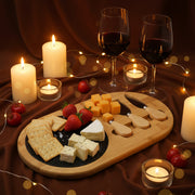 Bamboo Cheese Board Set with Marble & Knives Style 2