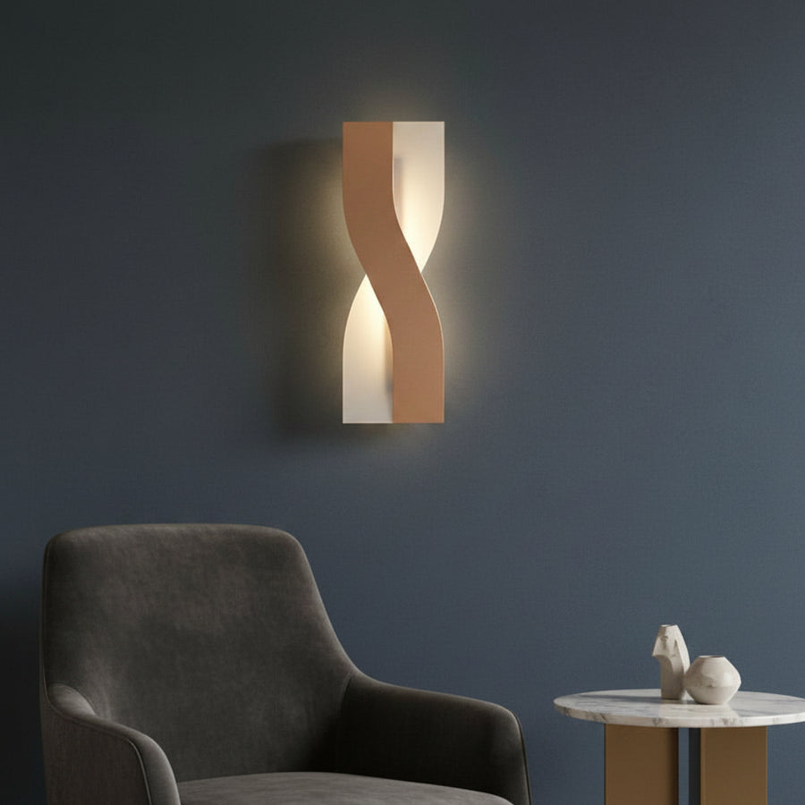 Modern LED Twisted Wall Light Rose Gold | Decorative Indoor Wall Lamp