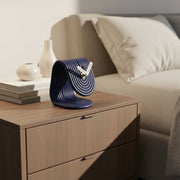 Coral Tree Modern Loop Table Clock | Blue Ribbed Desk Clock | Decorative Clock