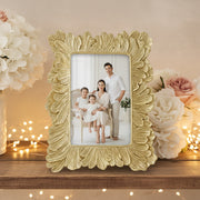 Coral Tree Golden Floral Photo Frame for Table Top | Decorative Designer Picture Frame | 16x11.5 cm Photo Size