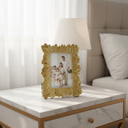 Coral Tree Golden Floral Photo Frame for Table Top | Decorative Designer Picture Frame | 16x11.5 cm Photo Size
