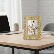 Coral Tree Golden Floral Photo Frame for Table Top | Decorative Designer Picture Frame | 16x11.5 cm Photo Size
