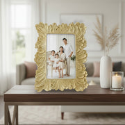 Coral Tree Golden Floral Photo Frame for Table Top | Decorative Designer Picture Frame | 16x11.5 cm Photo Size
