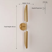 Modern Champagne Gold Dual Wall Light with 2×E27 Holders | Vertical Metal Up & Down Sconce