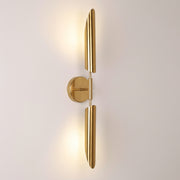 Modern Champagne Gold Dual Wall Light with 2×E27 Holders | Vertical Metal Up & Down Sconce