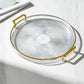 Round Decorative Tray, Plastic Tray with Handles, Modern Vanity Tray and Serving Tray for Ottoman, Coffee Table, Kitchen and Bathroom
